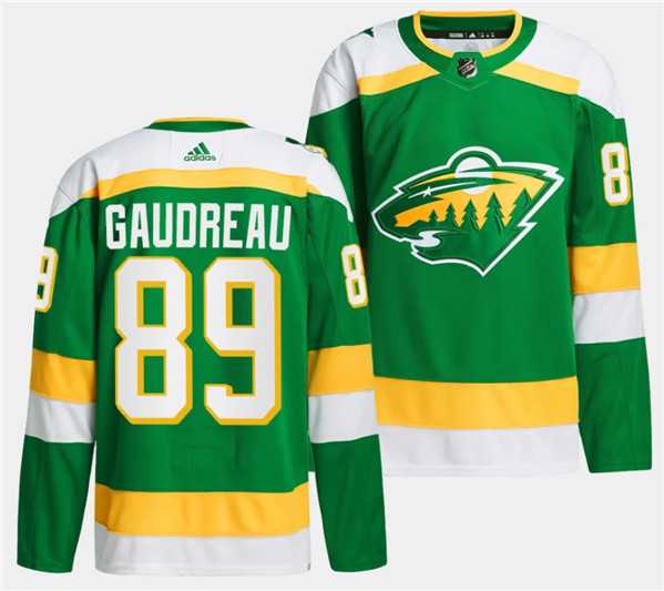 Mens Minnesota Wild #89 Frederick Gaudreau Green 2023-24 Stitched Jersey Dzhi